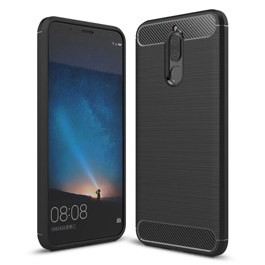 For Huawei Mate 10 Lite Brushed Carbon Fiber Texture TPU Shockproof Anti-slip Soft Protective Back Cover Case(Black) - Huawei Cases by buy2fix | Online Shopping UK | buy2fix