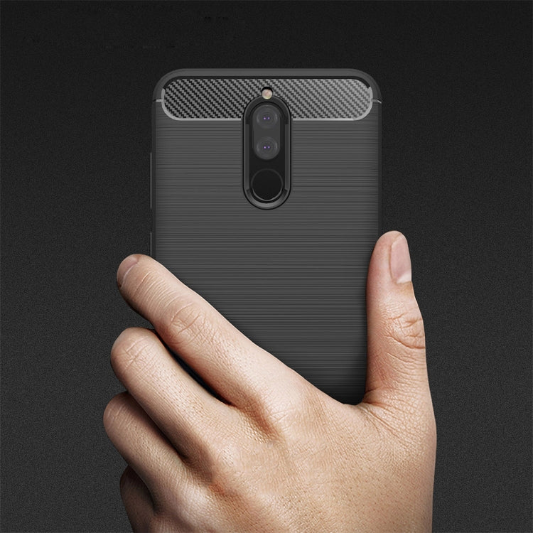 For Huawei Mate 10 Lite Brushed Carbon Fiber Texture TPU Shockproof Anti-slip Soft Protective Back Cover Case(Black) - Huawei Cases by buy2fix | Online Shopping UK | buy2fix