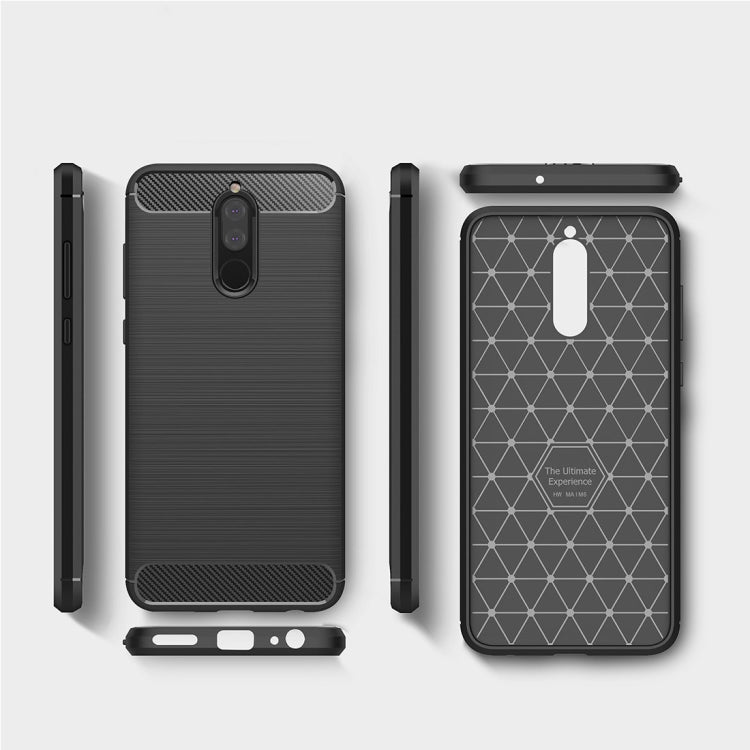 For Huawei Mate 10 Lite Brushed Carbon Fiber Texture TPU Shockproof Anti-slip Soft Protective Back Cover Case(Black) - Huawei Cases by buy2fix | Online Shopping UK | buy2fix