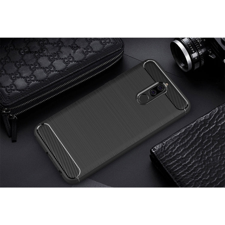 For Huawei Mate 10 Lite Brushed Carbon Fiber Texture TPU Shockproof Anti-slip Soft Protective Back Cover Case(Black) - Huawei Cases by buy2fix | Online Shopping UK | buy2fix