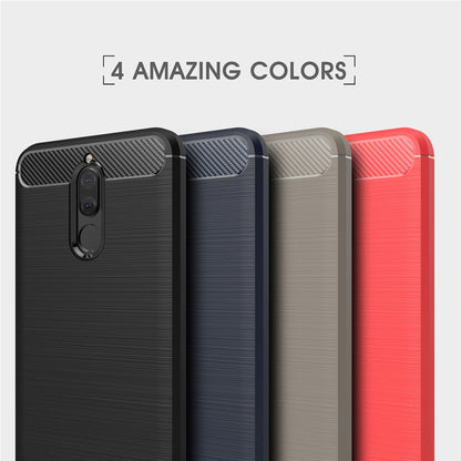 For Huawei Mate 10 Lite Brushed Carbon Fiber Texture TPU Shockproof Anti-slip Soft Protective Back Cover Case(Black) - Huawei Cases by buy2fix | Online Shopping UK | buy2fix