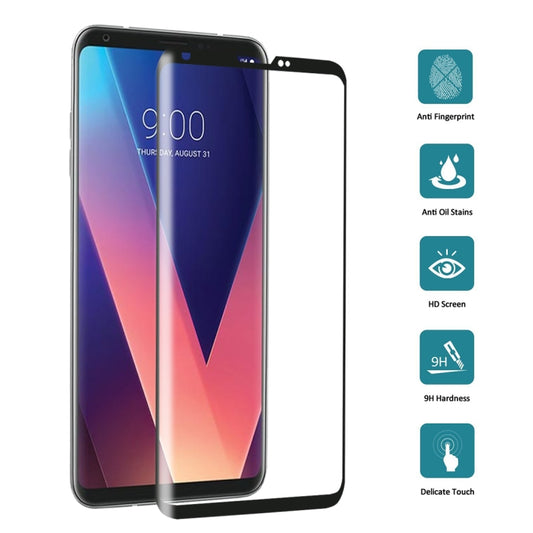 For LG V30 0.26mm 9H Surface Hardness 3D Curved Full Screen Tempered Glass Screen Protector (Black) - LG Tempered Glass by buy2fix | Online Shopping UK | buy2fix