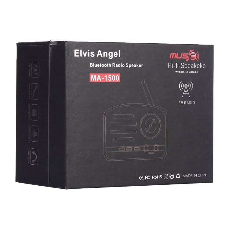 Angel MA-1500 Retro Bluetooth HiFi Radio Speaker with Colorful LED Light, Support USB & FM & 3.5mm Aux - Mini Speaker by buy2fix | Online Shopping UK | buy2fix