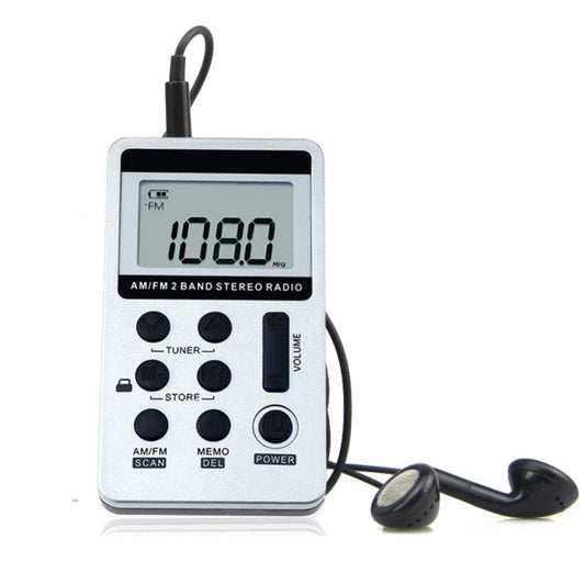 Portable AM / FM Two Bands Rechargeable Stereo Radio Mini Receiver with & LCD Screen & Earphone Jack & Lanyard (White) - Radio Player by buy2fix | Online Shopping UK | buy2fix