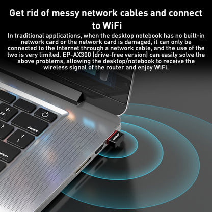 EDUP EP-AX300 300Mbps WiFi6 USB Free Drive Network Adapter - USB Network Adapter by EDUP | Online Shopping UK | buy2fix