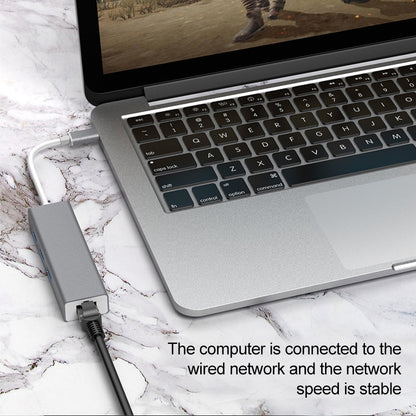 USB-C / Type-C to Fast Ethernet RJ45 & 3 x USB 3.0 Adapter Converter HUB(Grey) by buy2fix