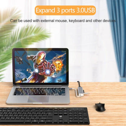 USB-C / Type-C to Fast Ethernet RJ45 & 3 x USB 3.0 Adapter Converter HUB(Grey) by buy2fix