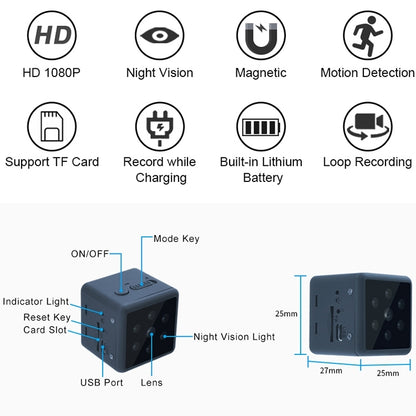 MD25 1080P Wearable Smart HD Camera Wireless Sport Camera, Support Infrared Night Vision / Motion Detection / TF Card - Mini Camera by buy2fix | Online Shopping UK | buy2fix