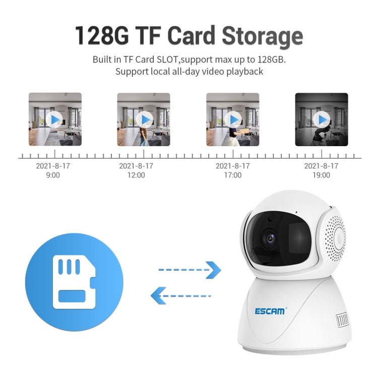 ESCAM PT201 HD 1080P Dual-band WiFi IP Camera, Support Night Vision / Motion Detection / Auto Tracking / TF Card / Two-way Audio, EU Plug - Wireless Camera by ESCAM | Online Shopping UK | buy2fix