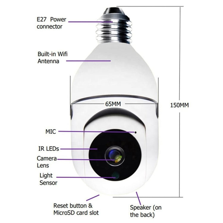 GA-C11 1080P 2MP 2.4G Single Frequency Two-way Voice Intercom Bulb Camera (White) - Light Bulb Camera by buy2fix | Online Shopping UK | buy2fix