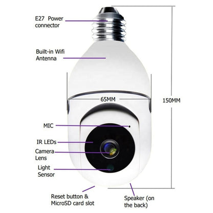 GA-C11 1080P 2MP 2.4G Single Frequency Two-way Voice Intercom Bulb Camera (White) - Light Bulb Camera by buy2fix | Online Shopping UK | buy2fix