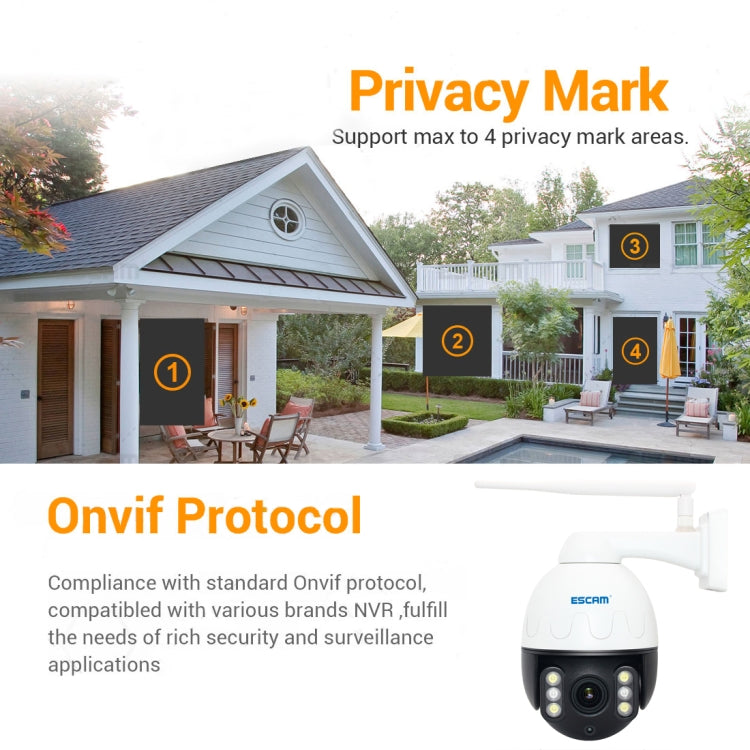 ESCAM Q5068 H.265 5MP Pan / Tilt / 4X Zoom WiFi Waterproof IP Camera, Support ONVIF Two Way Talk & Night Vision, AU Plug - Waterproof Camera by ESCAM | Online Shopping UK | buy2fix