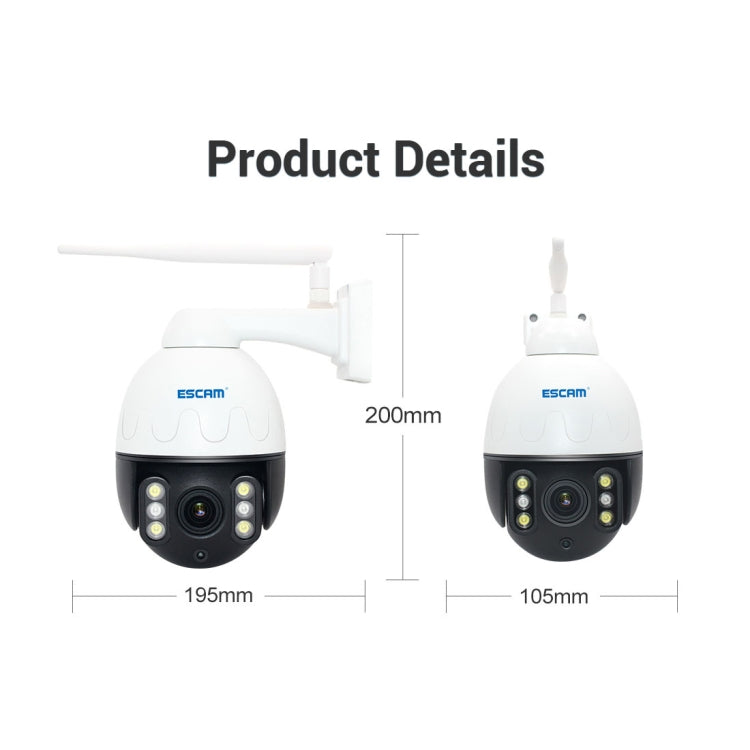 ESCAM Q5068 H.265 5MP Pan / Tilt / 4X Zoom WiFi Waterproof IP Camera, Support ONVIF Two Way Talk & Night Vision, AU Plug - Waterproof Camera by ESCAM | Online Shopping UK | buy2fix