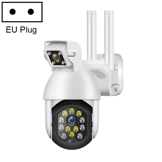 QX41 1080P 2.0MP Dual Lens IP66 Waterproof Panoramic PTZ WIFI Camera, Support Day and Night Full Color & Two-way Voice Intercom & Smart Alarm & Video Playback & 128GB TF Card, EU Plug - Wireless Camera by buy2fix | Online Shopping UK | buy2fix