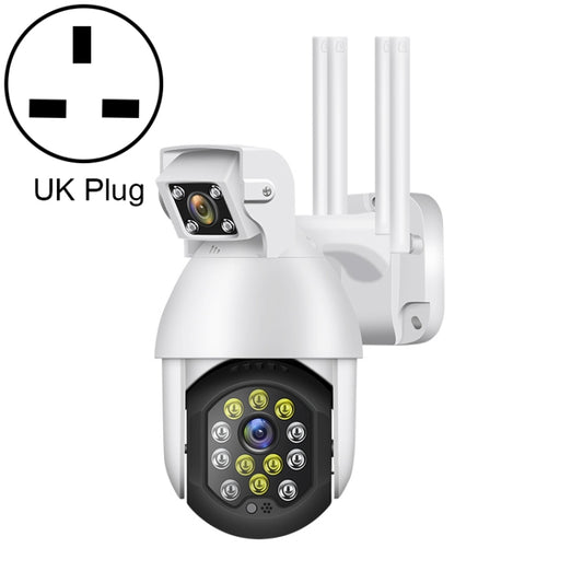 QX41 1080P 2.0MP Dual Lens IP66 Waterproof Panoramic PTZ WIFI Camera, Support Day and Night Full Color & Two-way Voice Intercom & Smart Alarm & Video Playback & 128GB TF Card, UK Plug - Wireless Camera by buy2fix | Online Shopping UK | buy2fix