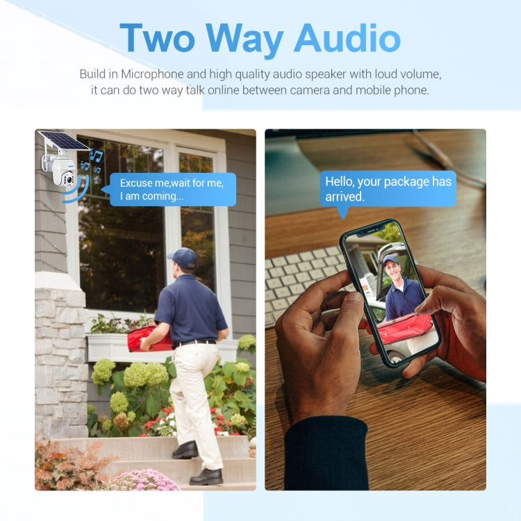 ESCAM QF480 EU Version HD 1080P IP66 Waterproof 4G Solar Panel PT IP Camera with Battery, Support Night Vision / Motion Detection / TF Card / Two Way Audio (White) by ESCAM