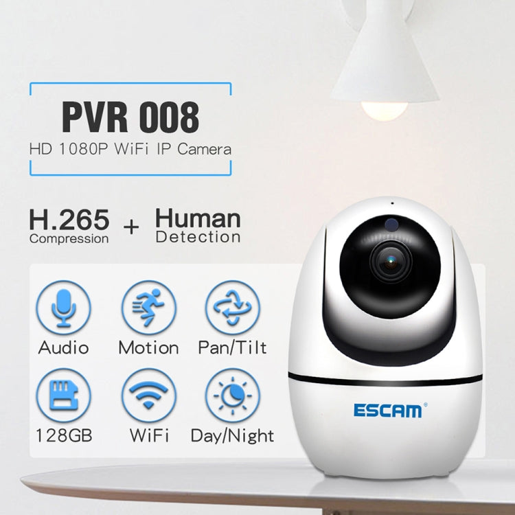 ESCAM PVR008 HD 1080P WiFi IP Camera, Support Motion Detection / Night Vision, IR Distance: 10m, UK Plug - Wireless Camera by ESCAM | Online Shopping UK | buy2fix