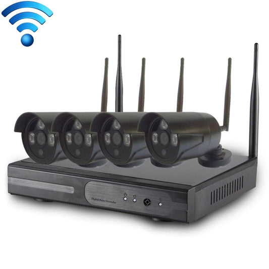 4CH HD 720P 1.0 Mega Pixel 2.4GHz WiFi IP Bullet Camera + NVR Kit (Black) - Video Recorder Kit by buy2fix | Online Shopping UK | buy2fix