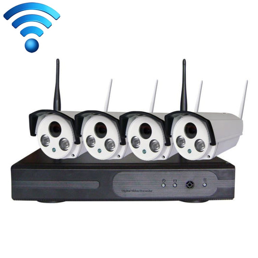 4CH HD 720P 1.0 Mega Pixel 2.4GHz WiFi IP Bullet Camera + NVR Kit - Video Recorder Kit by buy2fix | Online Shopping UK | buy2fix