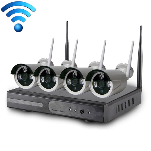 4CH HD 720P 1.0 Mega Pixel 2.4GHz WiFi IP Bullet Camera + NVR Kit - Video Recorder Kit by buy2fix | Online Shopping UK | buy2fix