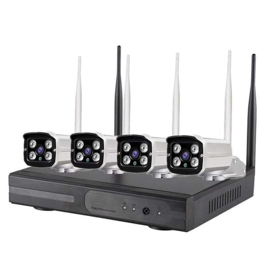 4CH HD 720P 1.0 Mega Pixel 2.4GHz WiFi IP Bullet Camera + NVR Kit by buy2fix