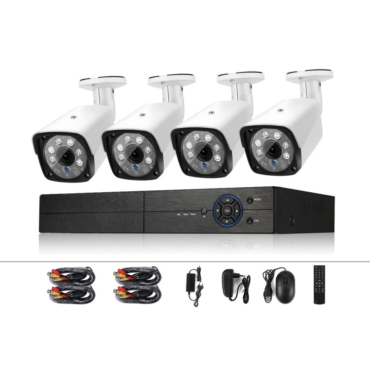 A4B3 / Kit 4CH 1080N Surveillance DVR System and 720P 1.0MP HD Weatherproof CCTV Bullet Camera, Support Infrared Night Vision & P2P & QR Code Scan Remote Access(White) - Bullet Camera by buy2fix | Online Shopping UK | buy2fix