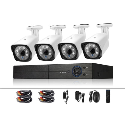 A4B3 / Kit 4CH 1080N Surveillance DVR System and 720P 1.0MP HD Weatherproof CCTV Bullet Camera, Support Infrared Night Vision & P2P & QR Code Scan Remote Access(White) - Bullet Camera by buy2fix | Online Shopping UK | buy2fix