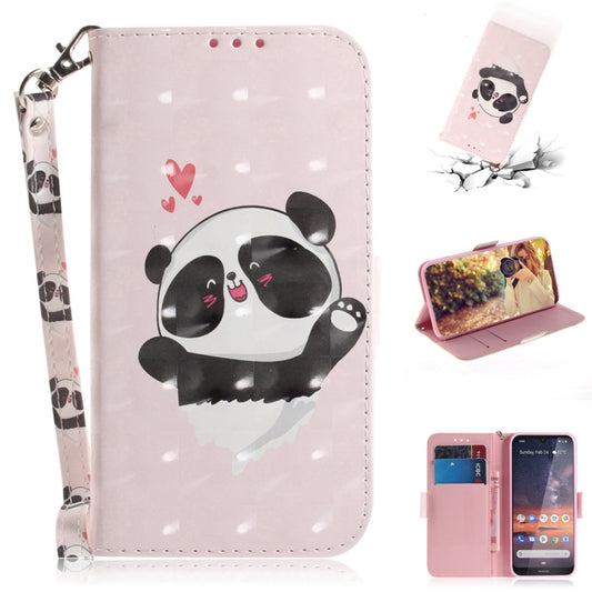 3D Colored Drawing Heart Panda Pattern Horizontal Flip Leather Case for Nokia 3.2, with Holder & Card Slots & Wallet - Nokia Cases by buy2fix | Online Shopping UK | buy2fix