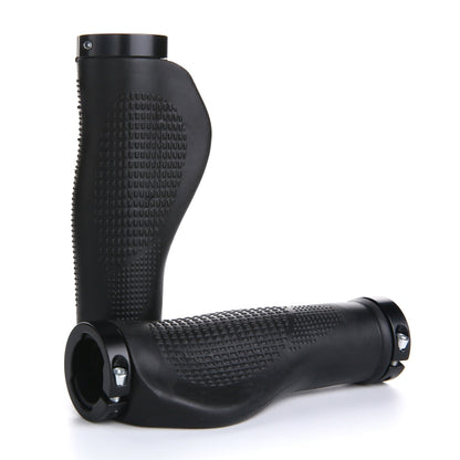 1 Pair AG21 Rubber +  Alloy Lock-Rings Bicycle Flat Handlebar Grip(Black) - Bicycle Grips by buy2fix | Online Shopping UK | buy2fix