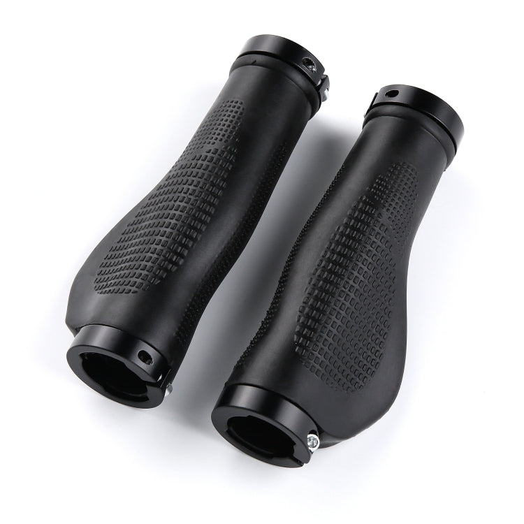 1 Pair AG21 Rubber +  Alloy Lock-Rings Bicycle Flat Handlebar Grip(Black) - Bicycle Grips by buy2fix | Online Shopping UK | buy2fix