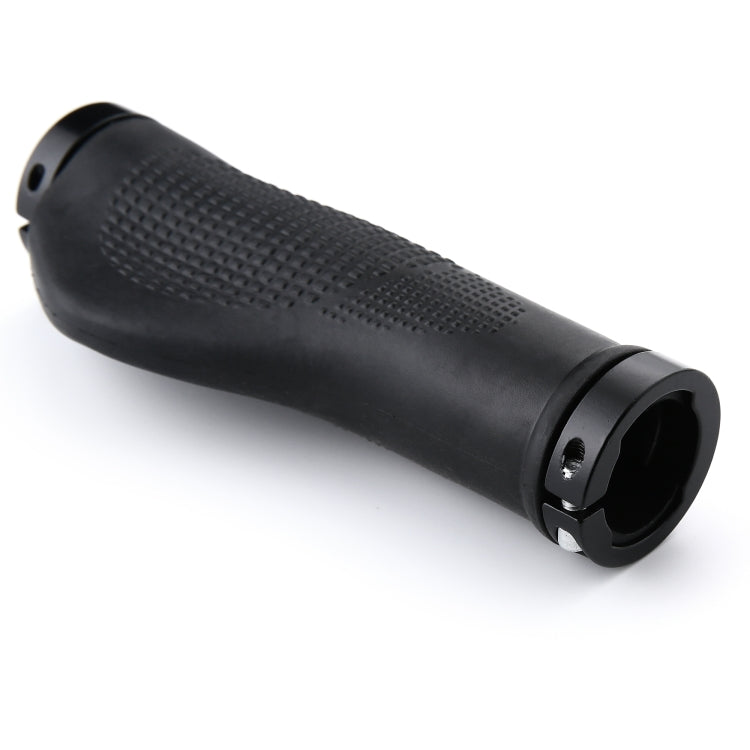 1 Pair AG21 Rubber +  Alloy Lock-Rings Bicycle Flat Handlebar Grip(Black) - Bicycle Grips by buy2fix | Online Shopping UK | buy2fix