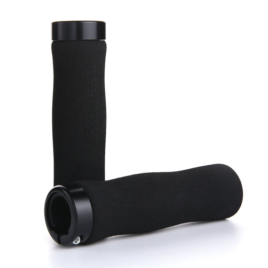 1 Pair AG28 Alloy Lock-Rings + Sponge Bicycle Handlebar Grip (Black)
