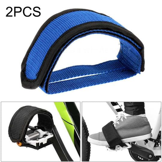 2 STÜCKE Fahrradpedale Bänder Füße Set mit Anti-Rutsch-Riemen Balkenfuß (Blau)