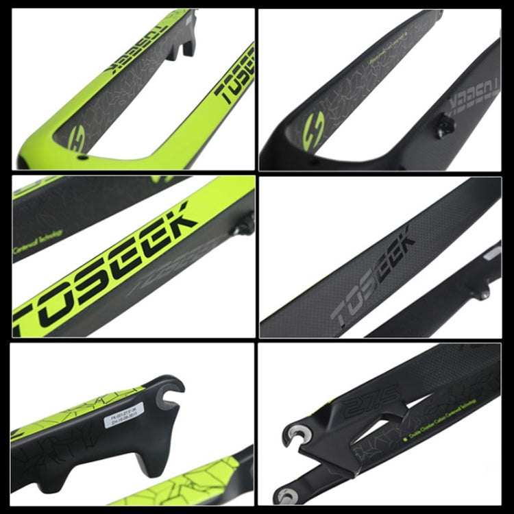 TOSEEK Ultra Light 29 Inch 435mm Mountain Bike Full Carbon Front Fork Straight Head Tube Disc Brake(Green) by TOSEEK