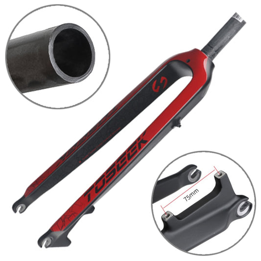 TOSEEK Ultra Light 29 Inch 435mm Mountain Bike Full Carbon Front Fork Straight Head Tube Disc Brake(Red) - Front Fork by buy2fix | Online Shopping UK | buy2fix