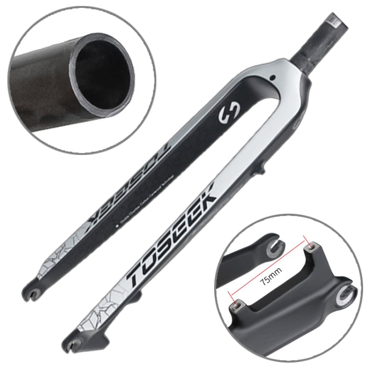 TOSEEK Ultra Light 29 Inch 435mm Mountain Bike Full Carbon Front Fork Straight Head Tube Disc Brake(White) by buy2fix