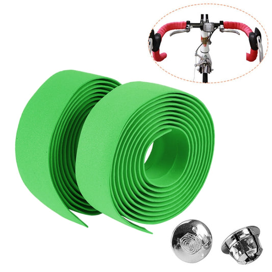 1 Pair Cycling Road Bike Sports Bicycle Cork Handlebar Tape Wrap + 2 Bar Plug(Green) - Bicycle Grips by buy2fix | Online Shopping UK | buy2fix