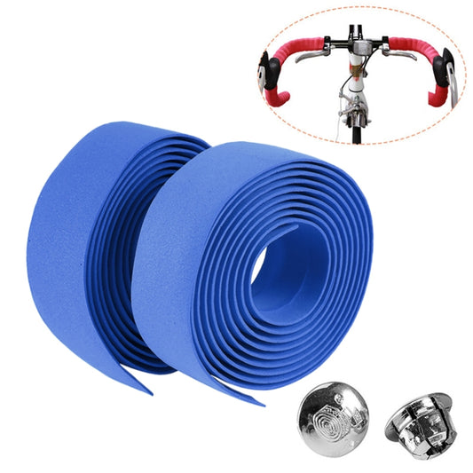 1 Pair Cycling Road Bike Sports Bicycle Cork Handlebar Tape Wrap + 2 Bar Plug(Blue) - Bicycle Grips by buy2fix | Online Shopping UK | buy2fix