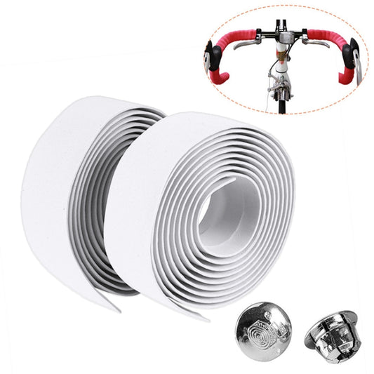 1 Pair Cycling Road Bike Sports Bicycle Cork Handlebar Tape Wrap + 2 Bar Plug(White) - Bicycle Grips by buy2fix | Online Shopping UK | buy2fix