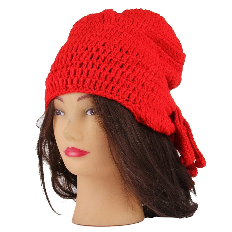 Amurleopard Unisex Barbarian Knit Beanie Octopus Tentacle Cap Winter Warm Face Mask Crochet Hat(Red) by buy2fix