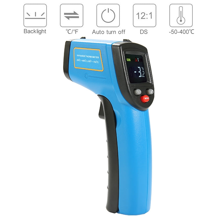 GM333A Portable Digital Laser Point Infrared Thermometer, Temperature Range: -50-400 Celsius Degree - Thermostat & Thermometer by buy2fix | Online Shopping UK | buy2fix