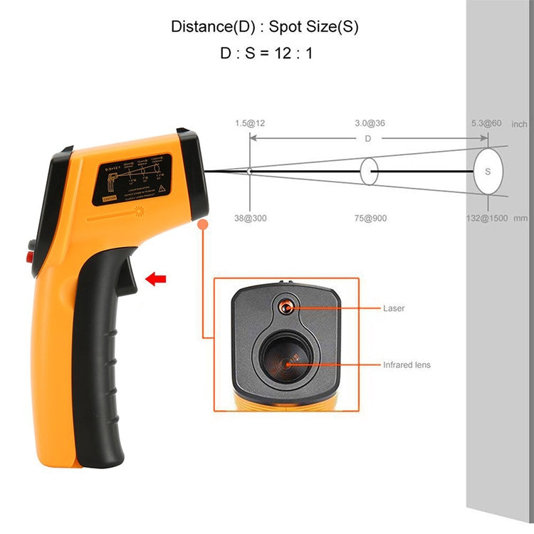 GM533 Portable Digital Laser Point Infrared Thermometer, Temperature Range: -50-530 Celsius Degree - Thermostat & Thermometer by buy2fix | Online Shopping UK | buy2fix