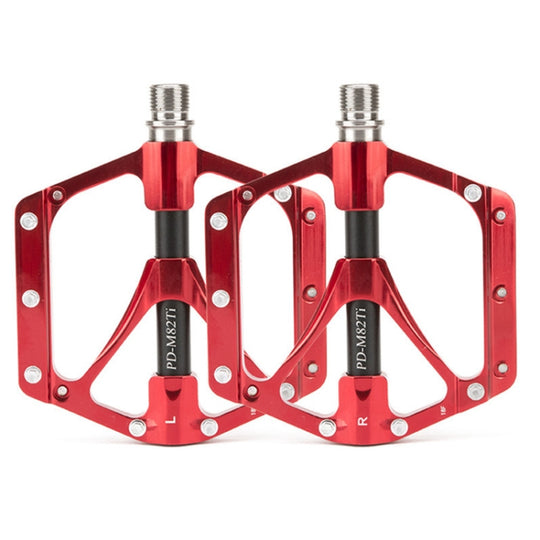 PROMEND PD-M82-TI 1 paire de vélo de montagne avec arbre en alliage de titane, 3 roulements, pédales larges (rouge)