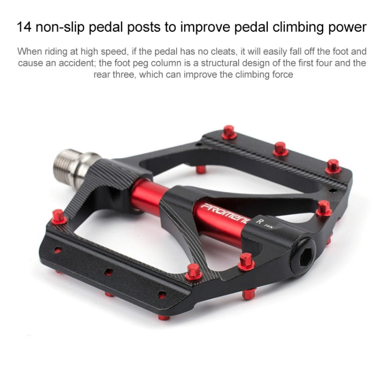 PROMEND PD-M82-TI 1 Pair Mountain Bicycle Titanium Alloy Shaft 3-Bearings Wide Pedals (Red) by PROMEND
