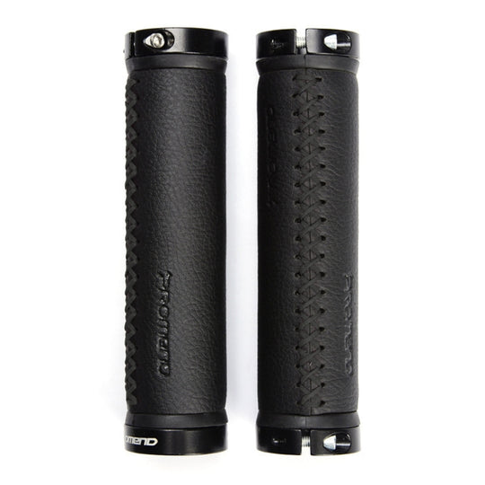 PROMEND GR-501 1 paire de housses de poignées de vélo de montagne en cuir microfibre (noir noir)