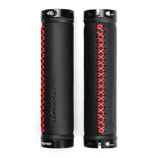 PROMEND GR-501 1 paire de housses de poignées de vélo de montagne en cuir microfibre (noir rouge)