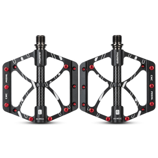 PROMEND PD-M52C 1 paire de pédales de vélo en alliage d'aluminium + Tube en Fiber de carbone (noir)