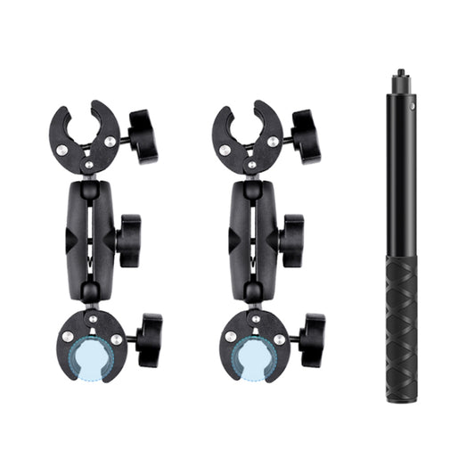 Motorcycle Double Dual-heads Crabs Clamps Handlebar Fixed Mount Selfie Stick by buy2fix