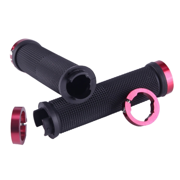 OQSPORT 2 PCS Bike Hand Grips Bilateral Lock Straight Barrel MTB Bicycle Anti-slip Handlebar Grips(Wine Red) - Bicycle Grips by buy2fix | Online Shopping UK | buy2fix