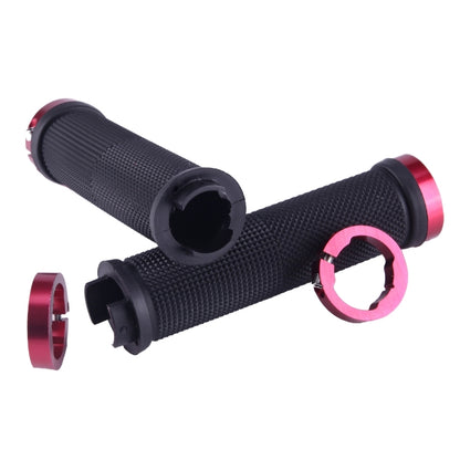 OQSPORT 2 PCS Bike Hand Grips Bilateral Lock Straight Barrel MTB Bicycle Anti-slip Handlebar Grips(Wine Red) - Bicycle Grips by buy2fix | Online Shopping UK | buy2fix